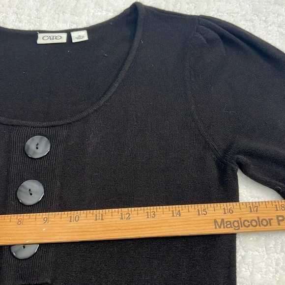 Cato black long sleeve round neck sweater with button accent size medium - Picture 4 of 7